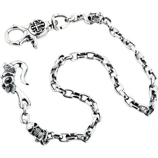WACKO MARIA SKULL WALLET CHAIN シルバー 925 Solid 925 Sterling Silver Skull Wallet Chain Men's Biker at